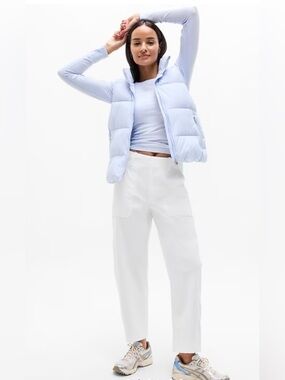 Athleta Skyline White High Rise Barrel Leg Pants Size 0 Cropped Utility Stretch